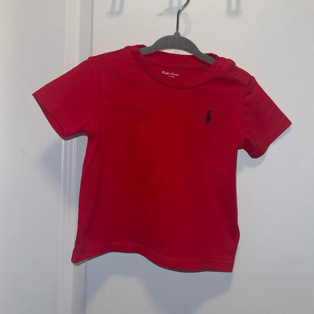 Polo Ralph Lauren Red Baby Boy Cotton Jersey Crewneck Tee | 12 Months